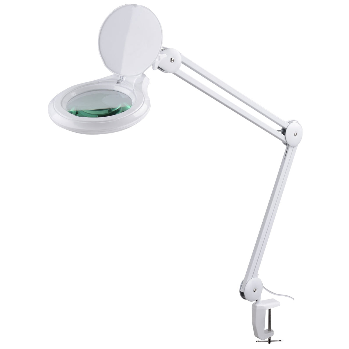 Semplix LED Lupen-Tischlampe 3D weiß (Linse 127 mm/dimmbar/Tischklemme)