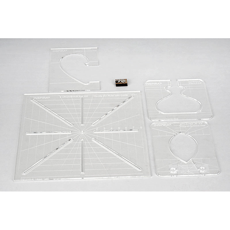 Pfaff - Inspira Lineal-Set für Rulerfuß (4 Acrylglas Formschablonen/ 2 Pins)