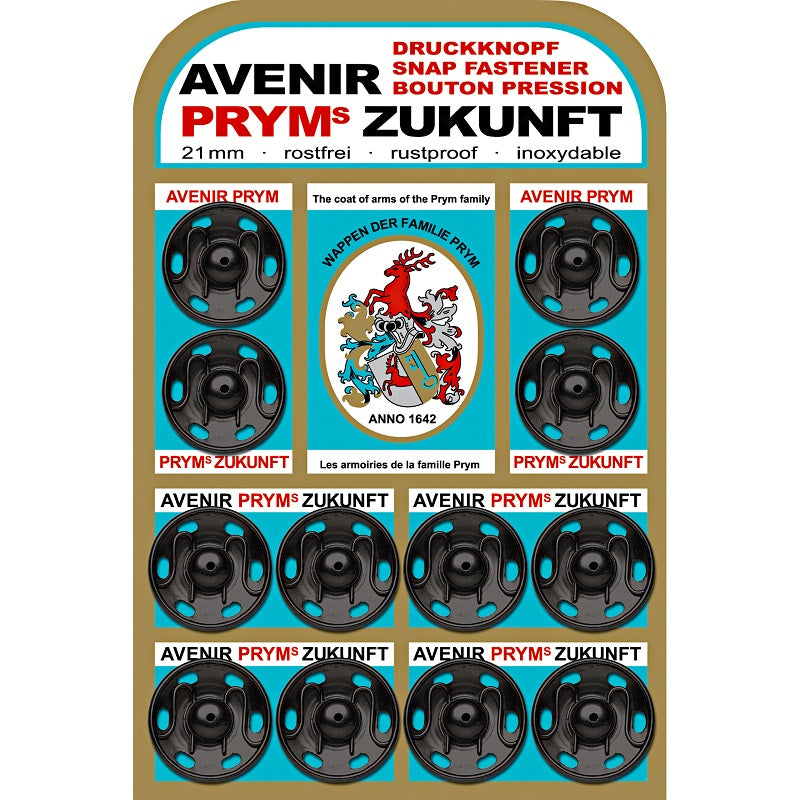Prym Annäh-Druckknöpfe  (21 mm/ schwarz/ 12 St.)