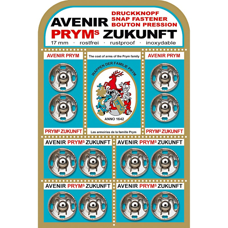Prym Annäh-Druckknöpfe (17 mm/ silberfarbig/ 12 St.)