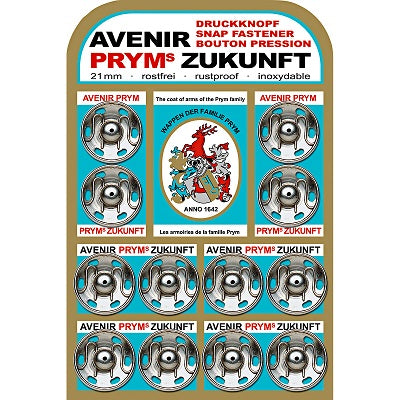 Prym Annäh-Druckknöpfe (21 mm/ silberfarbig/ 12 St.)