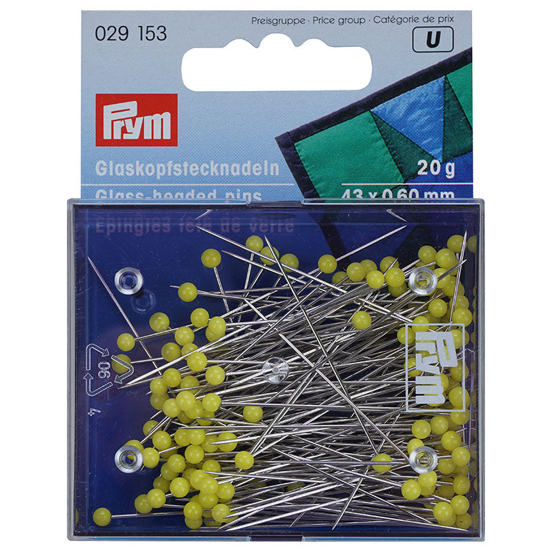 Prym Glaskopf-Stecknadeln (43 mm/ extra lang/ gelb/ 20 g)