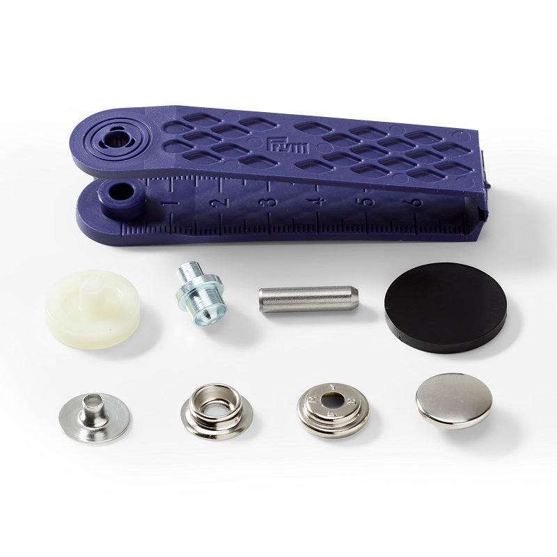 Prym Druckknöpfe Sport & Camping (15 mm/ altmessing/ 10 St./ inkl. Werkzeug)