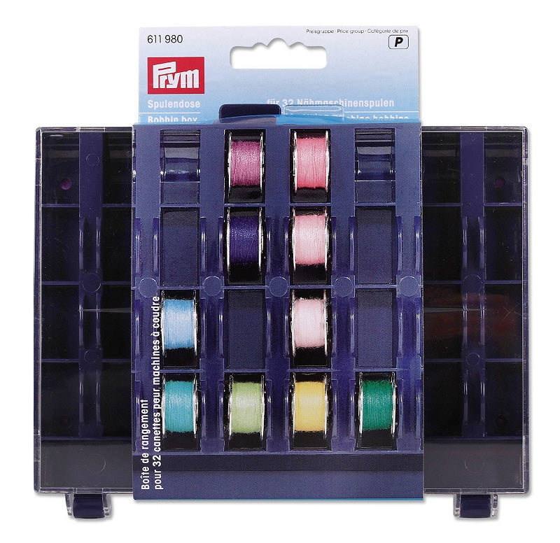 Prym Spulenbox für 32 Nähmaschinenspulen (pflaumenblau)