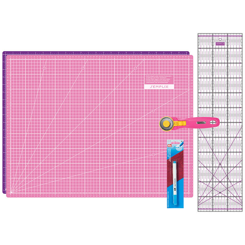 Semplix Schneidematten-Set A2 pink/ lila + GRATIS Prym Aqua-Trickmarker