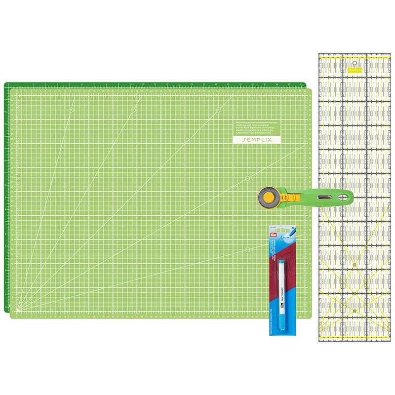 Semplix Schneidematten-Set A2 hellgrün/ grün + GRATIS Prym Aqua-Trickmarker