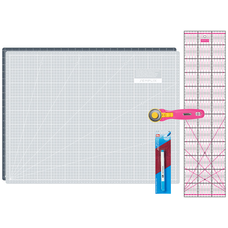 Semplix Schneidematten-Set A2 grau/ pink + GRATIS Prym Aqua-Trickmarker