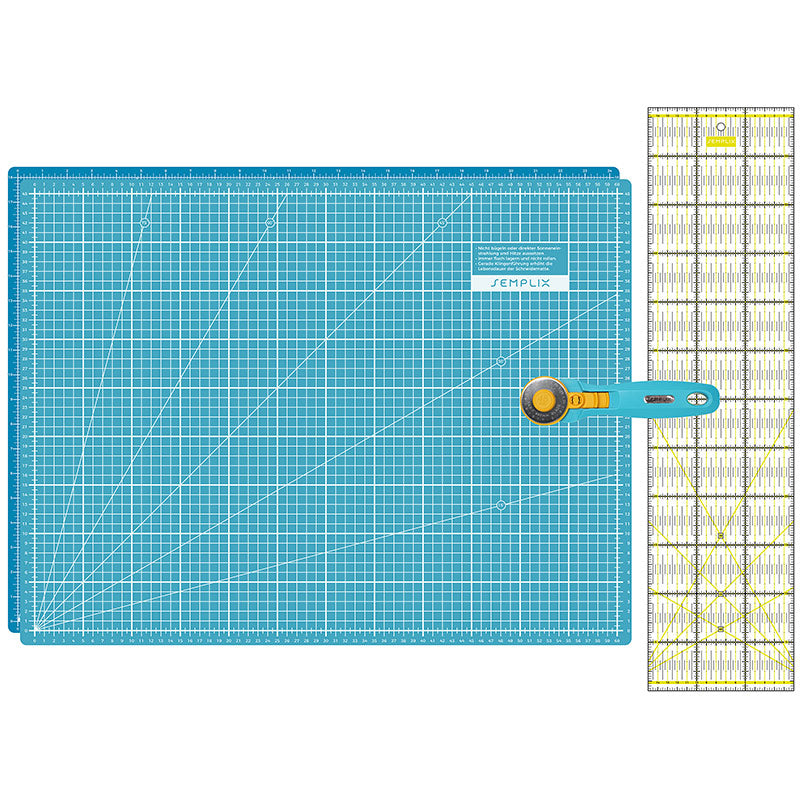 Semplix Schneidematten-Set A2 türkis/ gelb (Matte 60 x 45 cm)