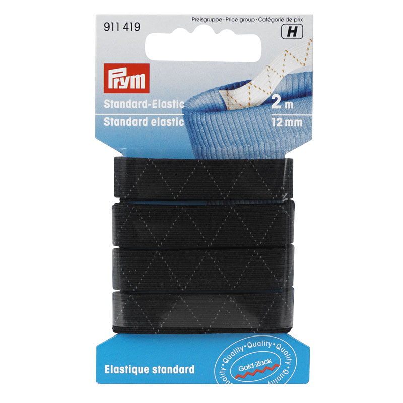 Prym Super-Elastic Gummi Goldzack (12 mm x 2 m/ schwarz)