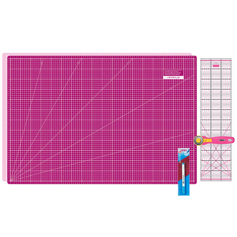 Semplix Schneidematten-Set A1 pink/ beere + GRATIS Prym Aqua-Trickmarker