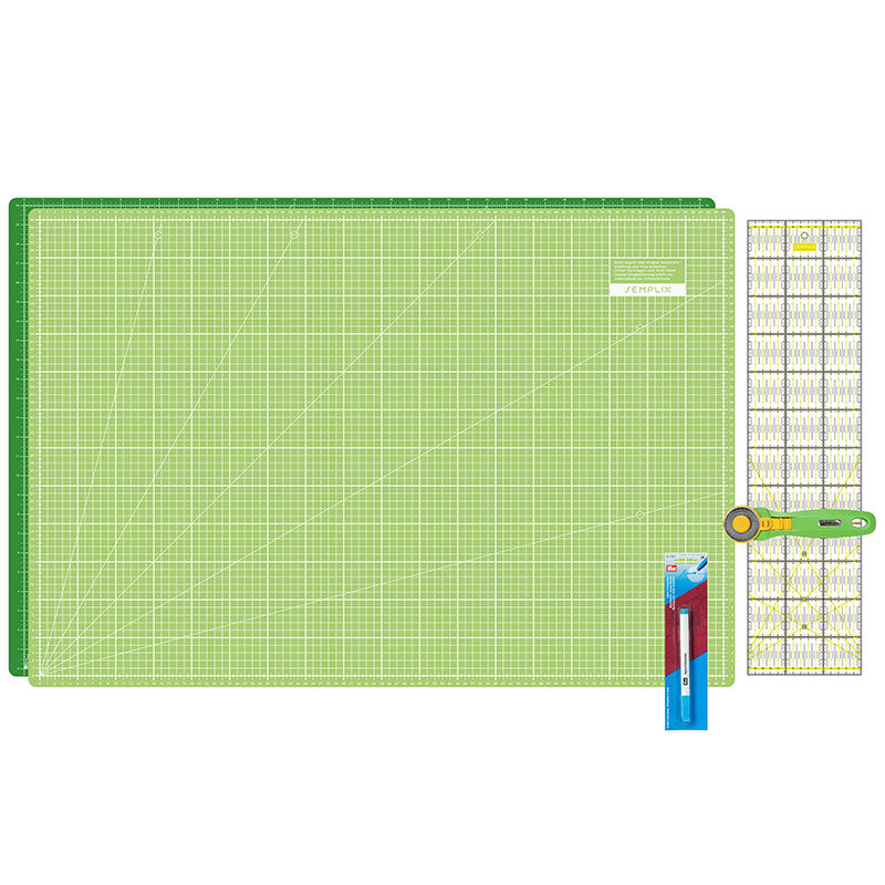 Semplix Schneidematten-Set A1 hellgrün/ grün + GRATIS Prym Aqua-Trickmarker
