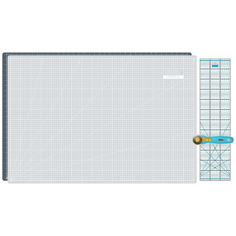 Semplix Schneidematten-Set A1 grau/türkis (Matte 90 x 60 cm)