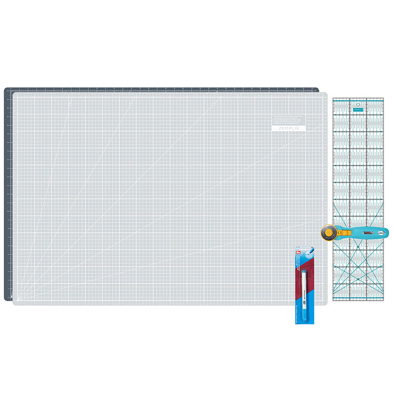 Semplix Schneidematten-Set A1 grau/ türkis + GRATIS Prym Aqua-Trickmarker