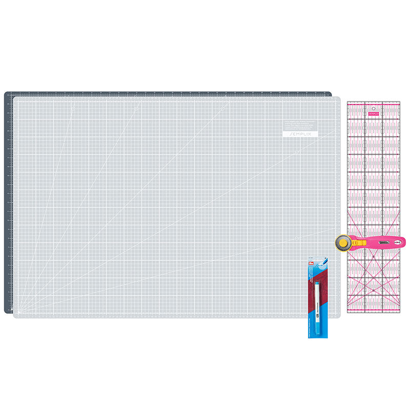 Semplix Schneidematten-Set A1 grau/ pink + GRATIS Prym Aqua-Trickmarker