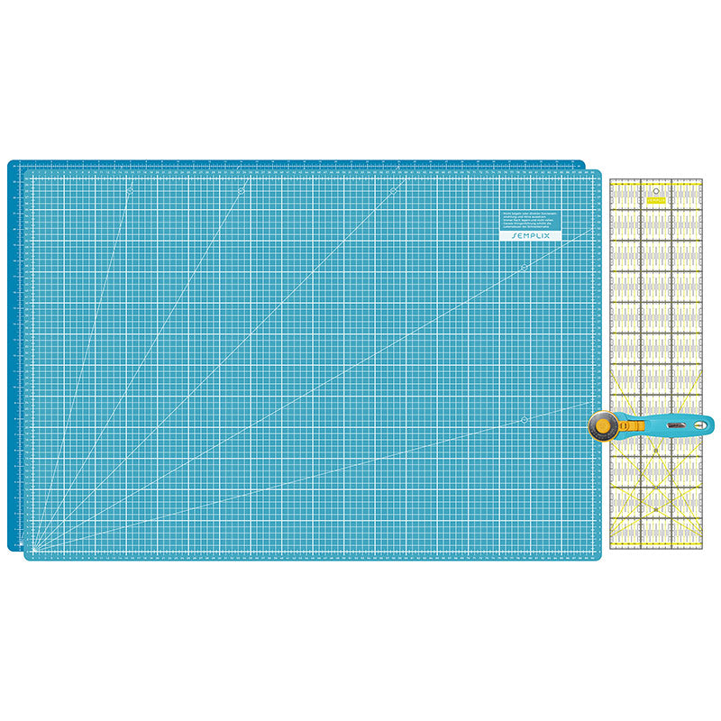 Semplix Schneidematten-Set A1 türkis/gelb (Matte 90 x 60 cm)