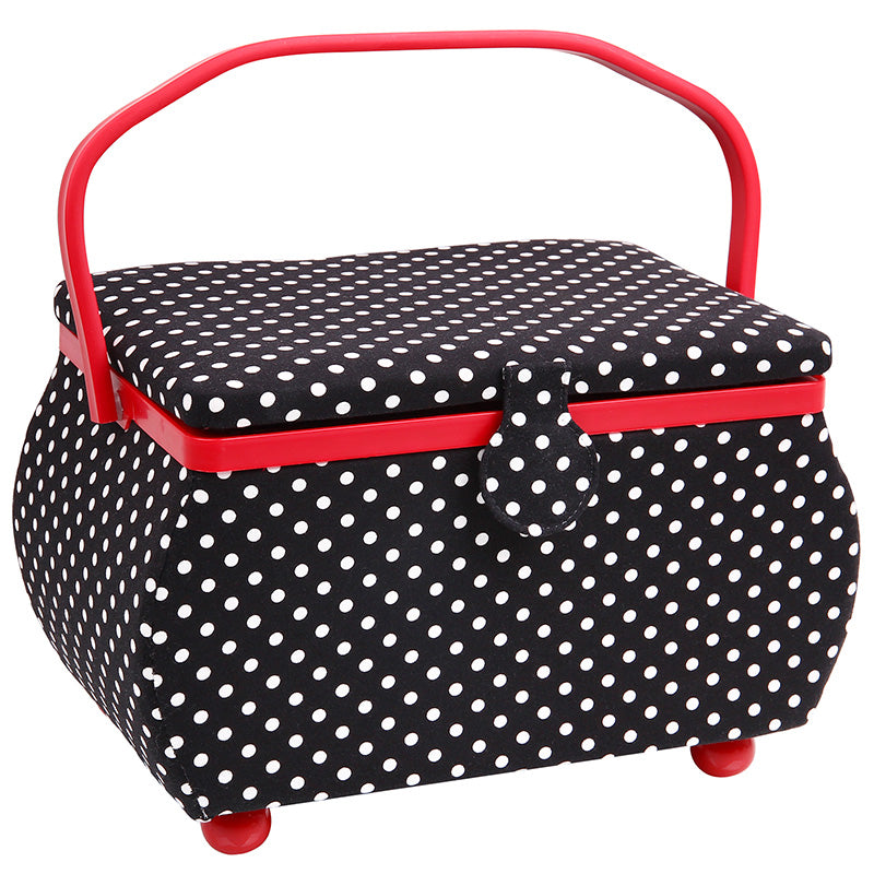 Prym Nähkorb Polka Dots L (schwarz/ weiß)
