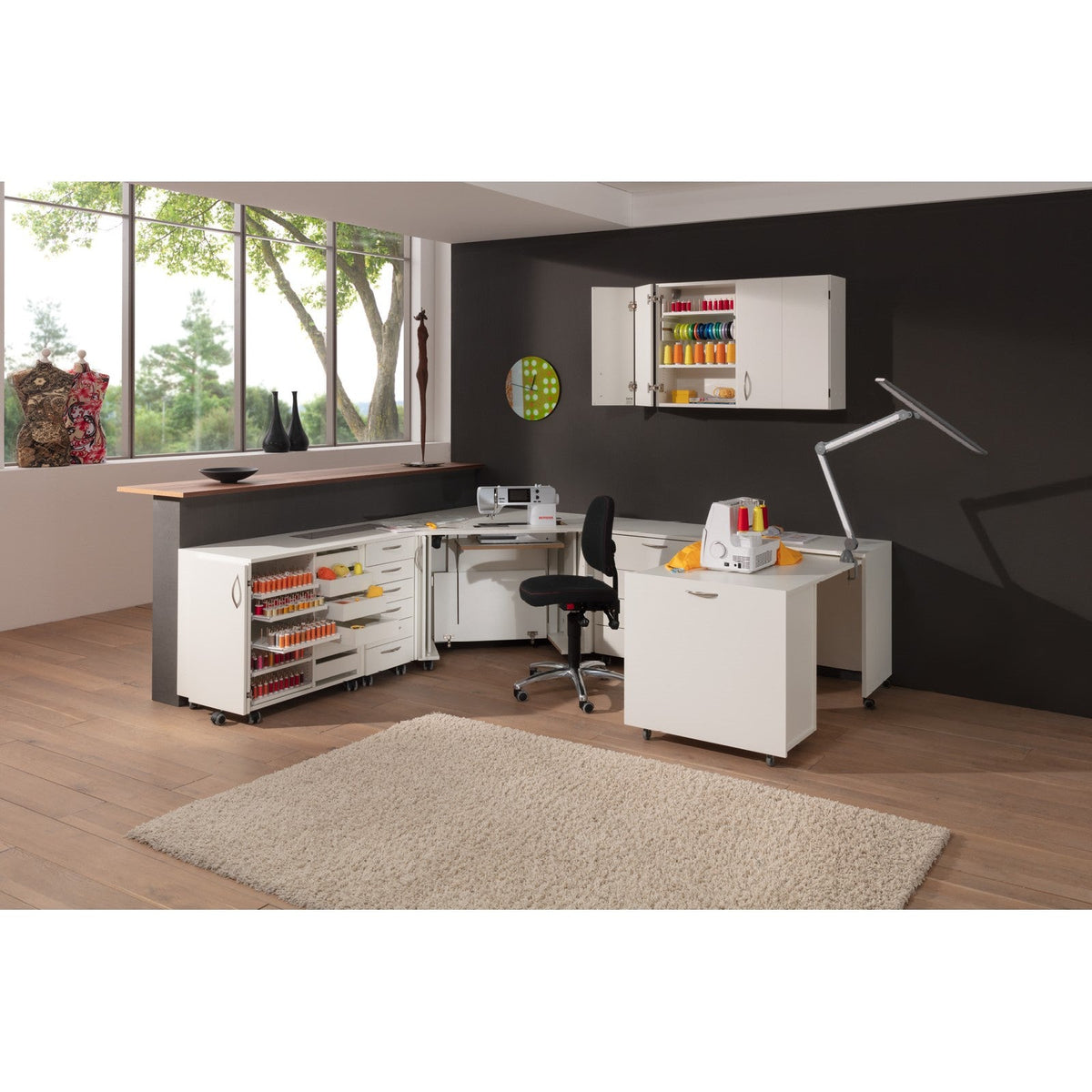 BASE sew folder-Up Nähmöbel mit Klapp-Platte 37.44-R und elektronischem Lift