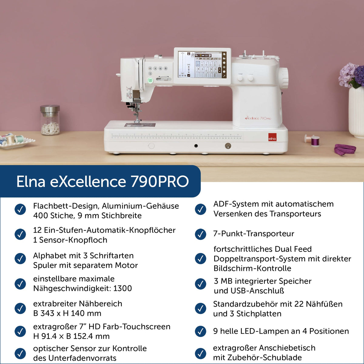 Elna eXcellence 790PRO Computer Nähmaschine Gebrauchtmodell