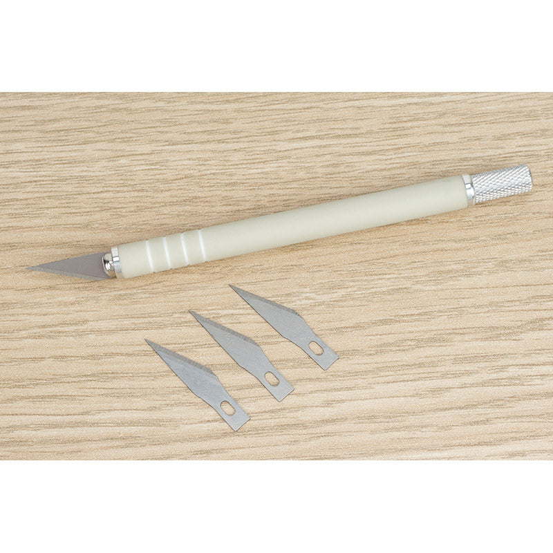 Semplix Grafikmesser mit 3 Ersatzklingen (creme-weiß/ 14,5 cm)