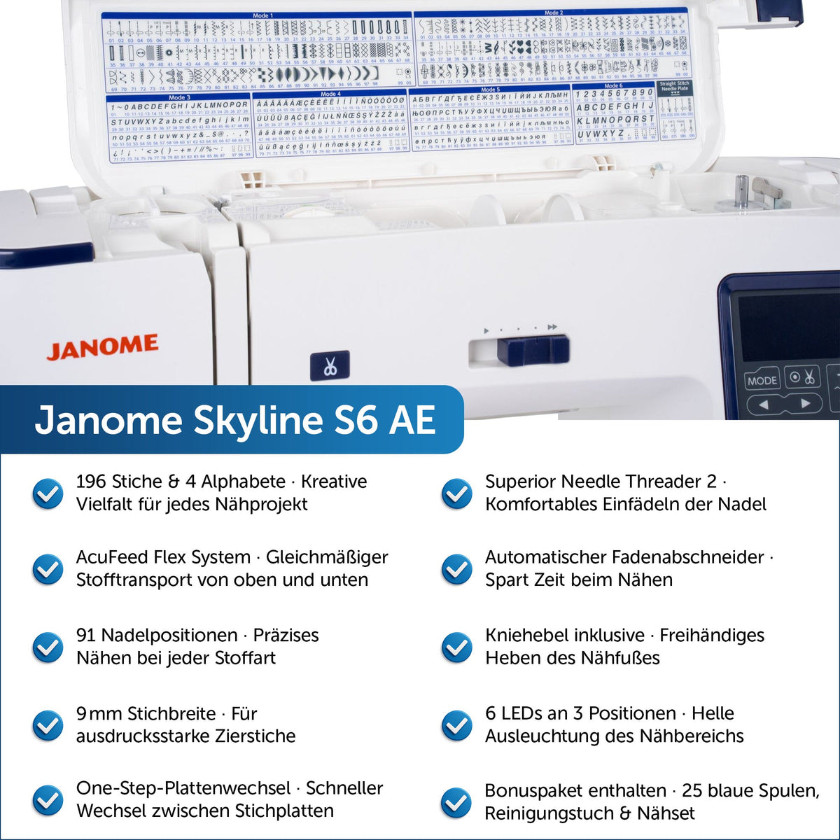 Janome Skyline S6 AE - Näh- und Quiltmaschine Gebrauchtmodell (Anniversary Edition)