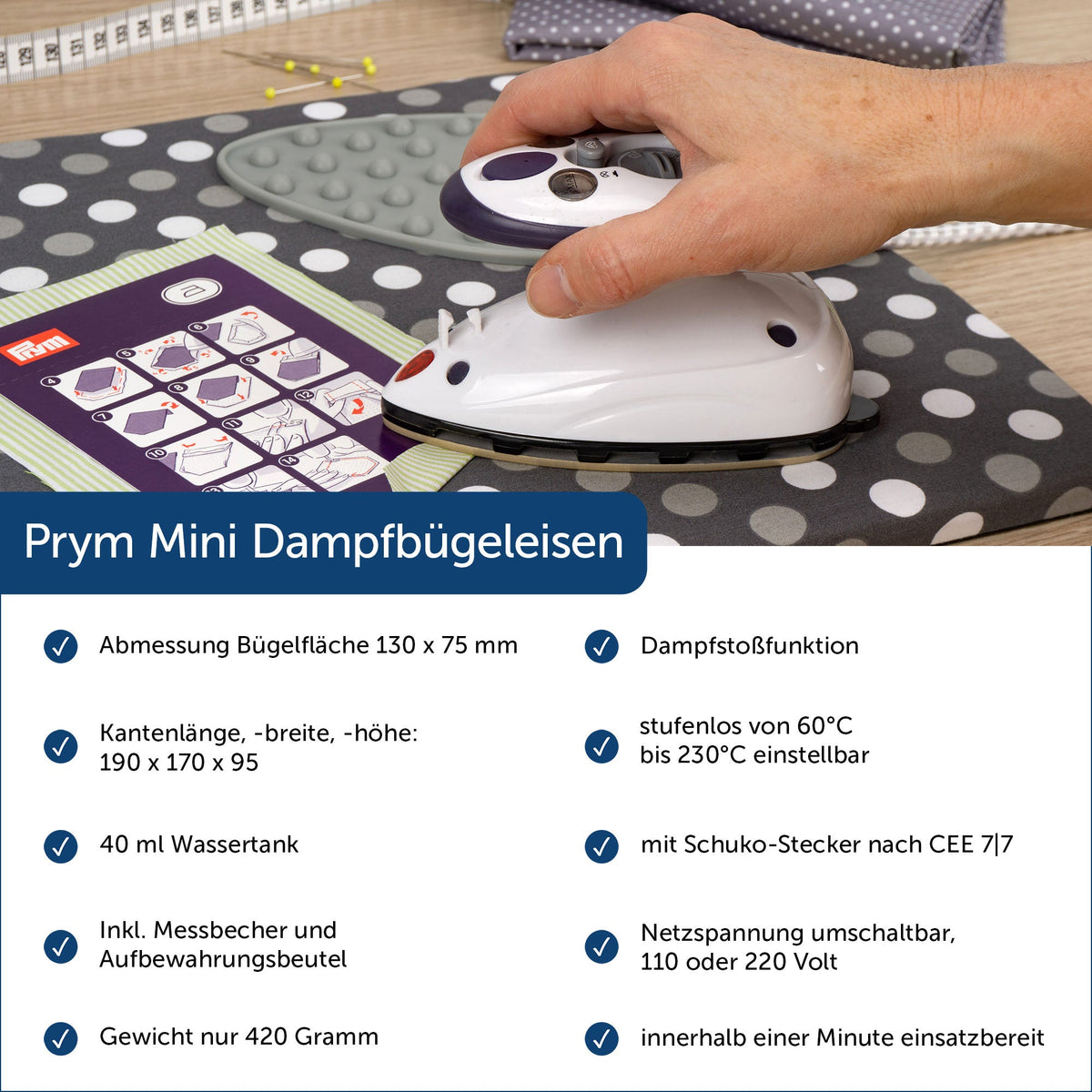 Prym Dampfbügeleisen Mini Reisebügeleisen