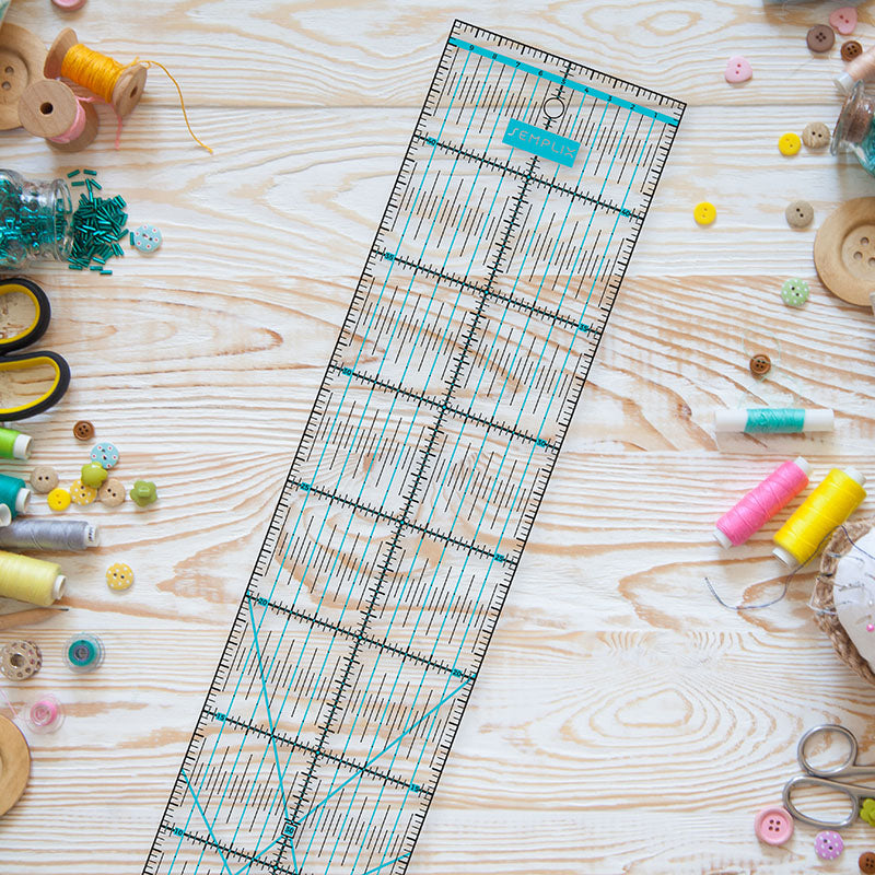 Semplix Patchwork-Quiltlineal (45 x 10 cm/ 2,5 mm dick/ türkis)