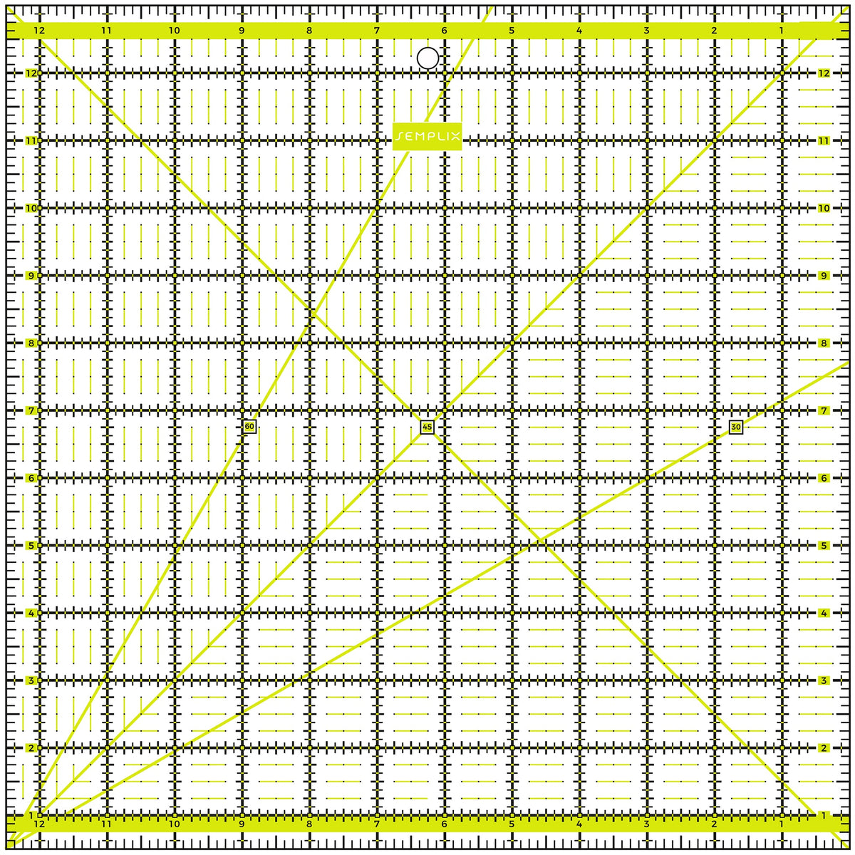 Semplix Patchwork-Quiltlineal (12,5" x 12,5"/ 2,5 mm dick/ gelb)