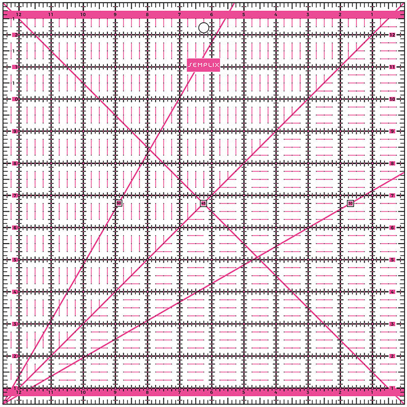 Semplix Patchwork-Quiltlineal (12,5" x 12,5"/ 2,5 mm dick/ pink)