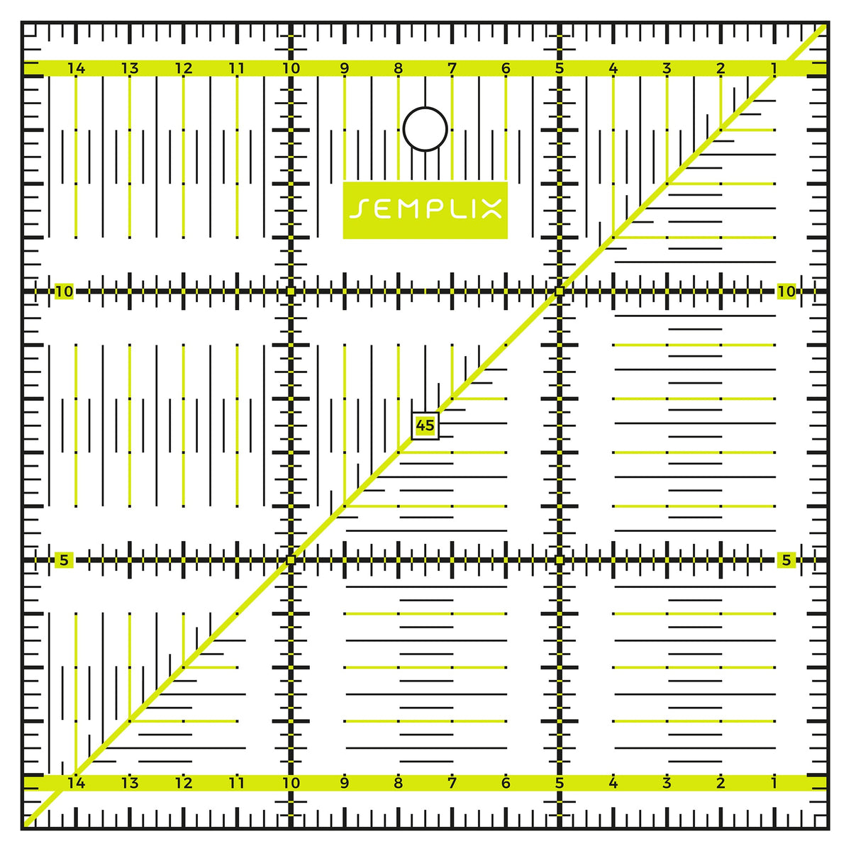 Semplix Patchwork-Quiltlineal (15 x 15 cm/ 2,5 mm dick/ gelb)