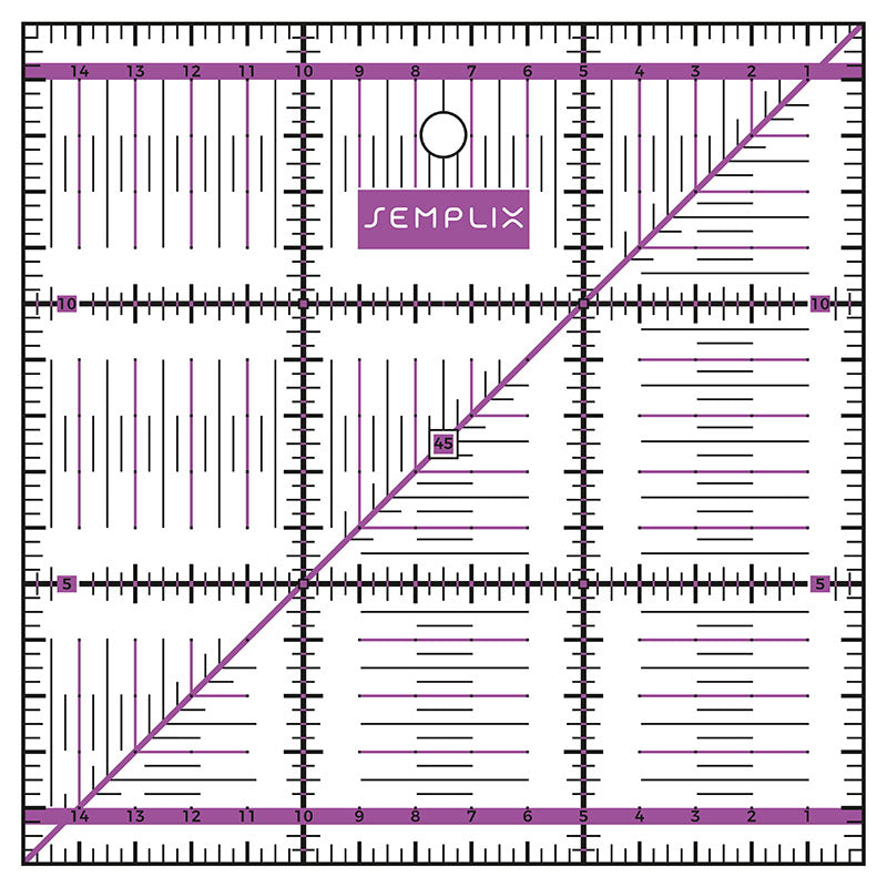 Semplix Patchwork-Quiltlineal (15 x 15 cm/ 2,5 mm dick/ lila)