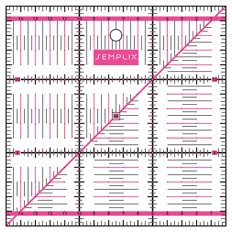 Semplix Patchwork-Quiltlineal (15 x 15 cm/ 2,5 mm dick/ pink)