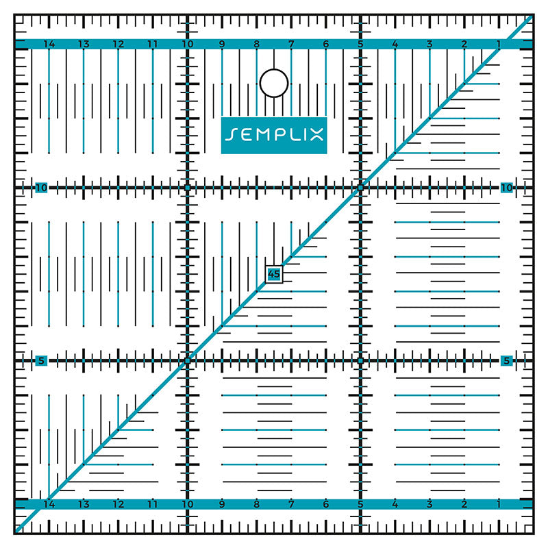 Semplix Patchwork-Quiltlineal (15 x 15 cm/ 2,5 mm dick/ türkis)