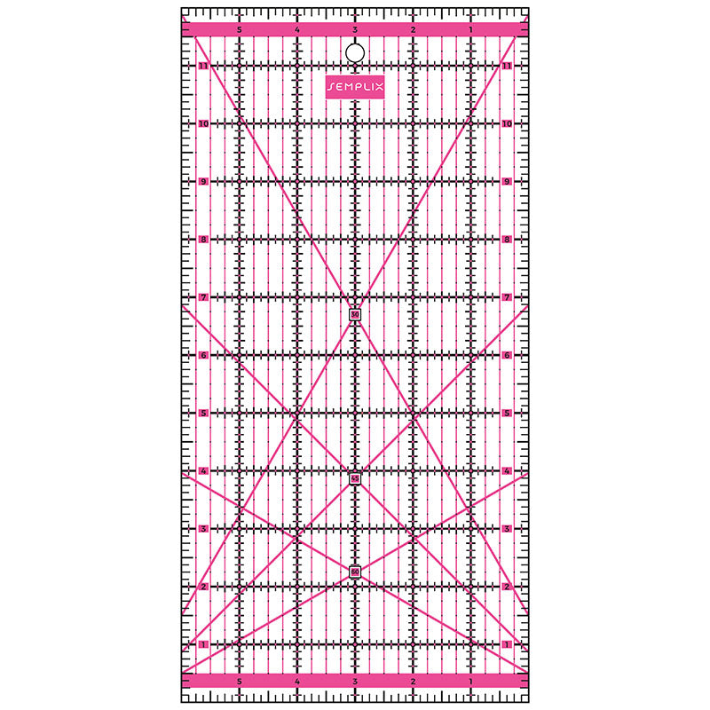 Semplix Patchwork-Quiltlineal (12" x 6"/ 2,5 mm dick/ pink)