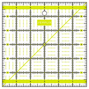 Semplix Patchwork-Quiltlineal (6" x 6"/ 2,5 mm dick/ gelb)