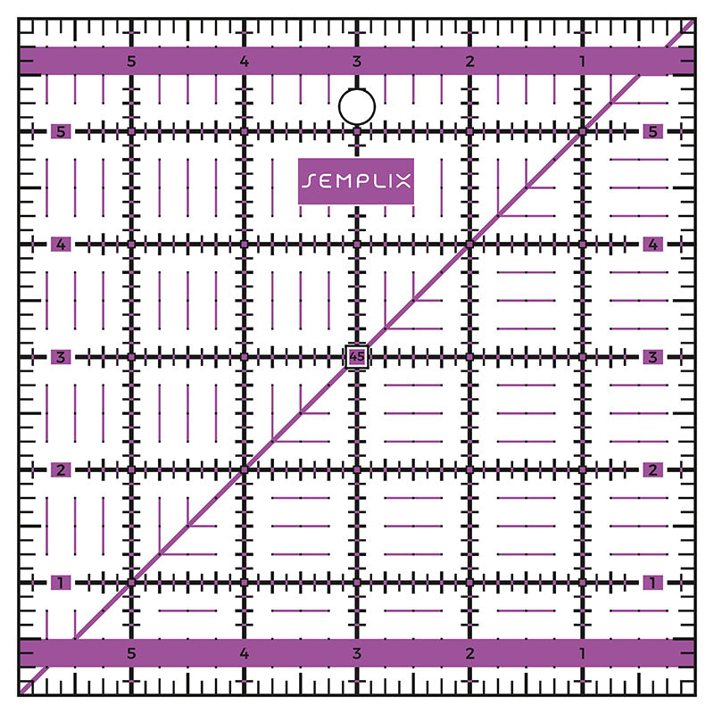 Semplix Patchwork-Quiltlineal (6" x 6"/ 2,5 mm dick/ lila)