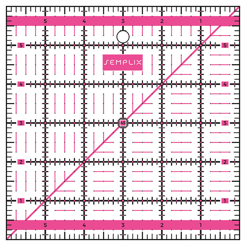Semplix Patchwork-Quiltlineal (6" x 6"/ 2,5 mm dick/ pink)