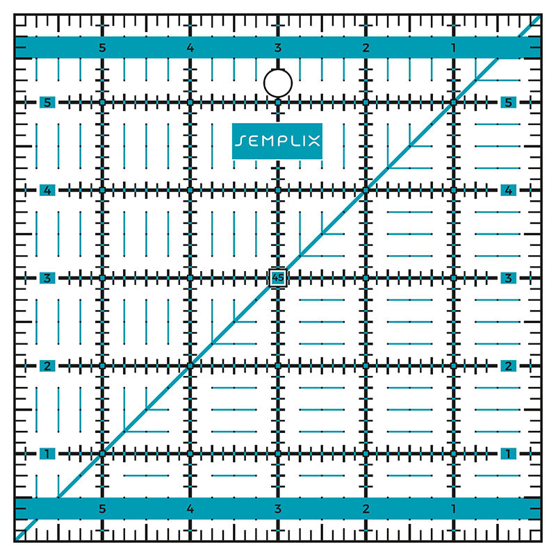 Semplix Patchwork-Quiltlineal (6" x 6"/ 2,5 mm dick/ türkis)