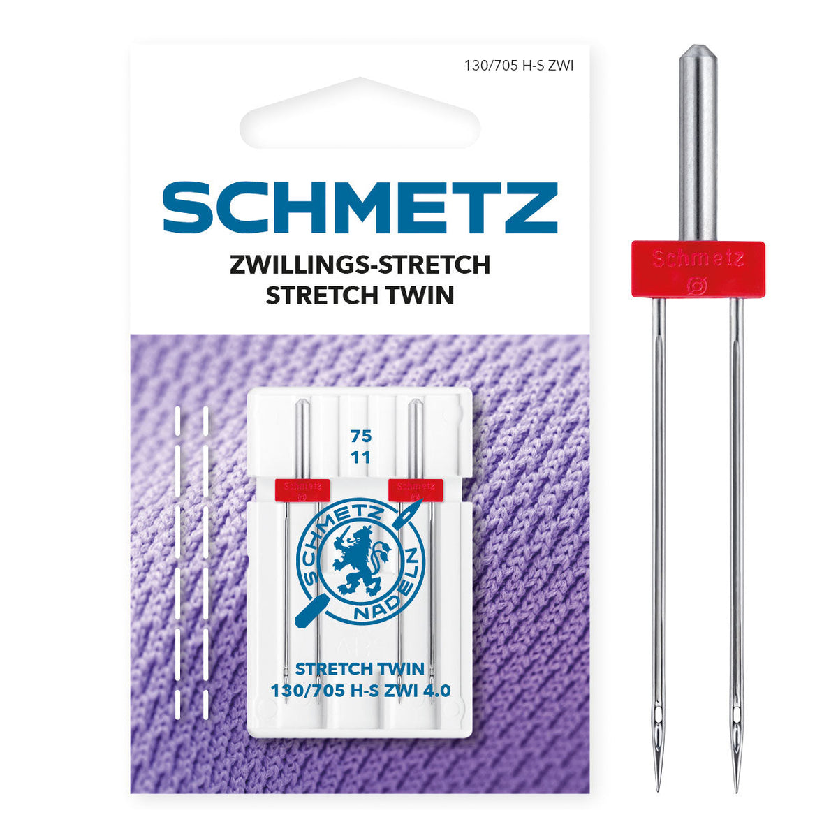 Schmetz Stretch-Zwillingsnadel Stärke 75/ 4,0/ System 130/705 HS/ 2 Nadeln