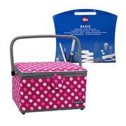 Semplix Nähkorb L Polka Dots beere/ rosa/ inkl. Prym Nähsortiment