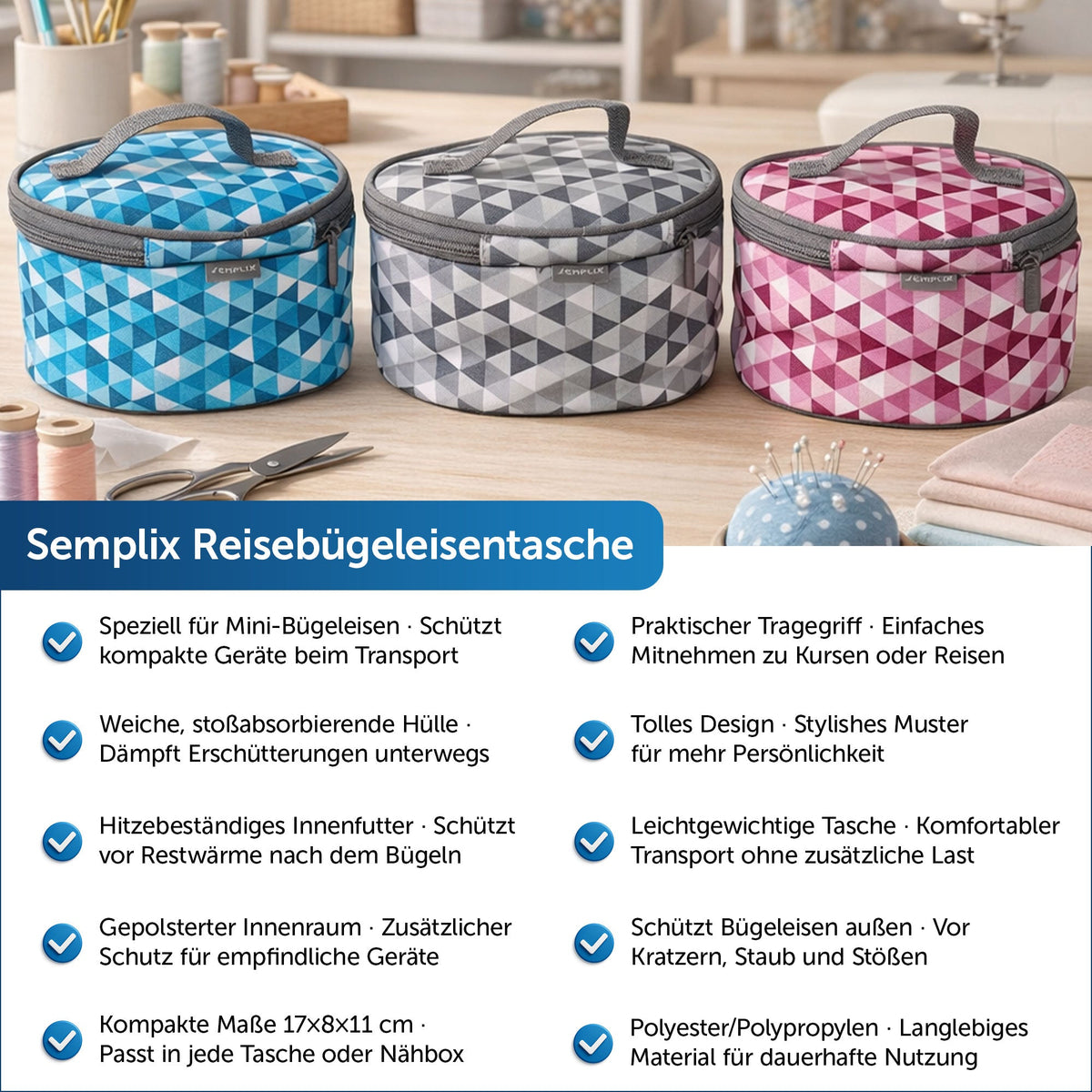 Semplix Mini-Dampfbügeleisen-Set Diamond petrol/türkis