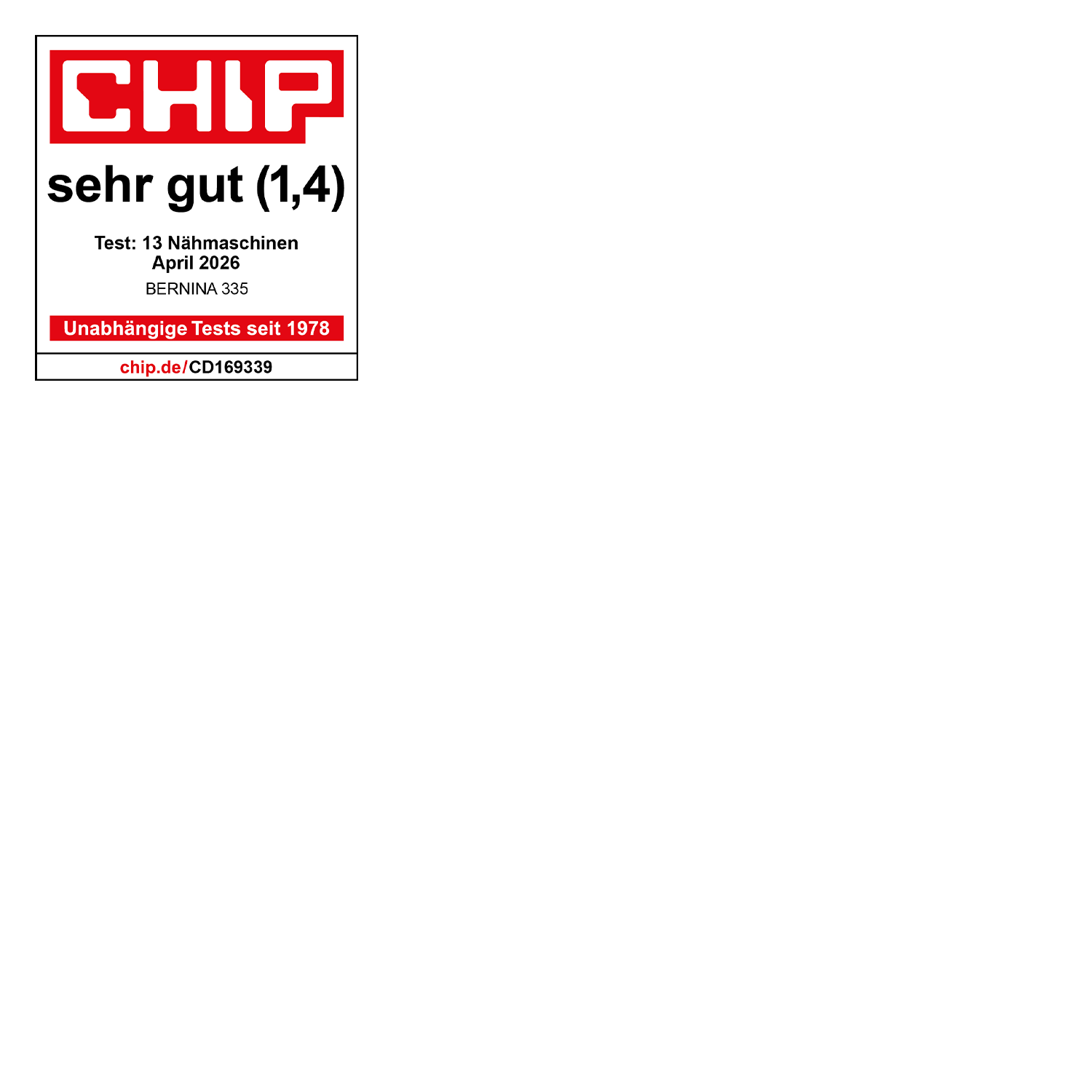 BERNINA 335 Chip Auszeichnung
