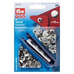 Prym Druckknöpfe Anorak (15 mm/ silberfarbig/ 10 St./ inkl. Werkzeug)