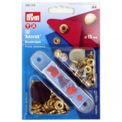 Prym Druckknöpfe Anorak (15 mm/ goldfarbig/ 10 St./ inkl. Werkzeug)