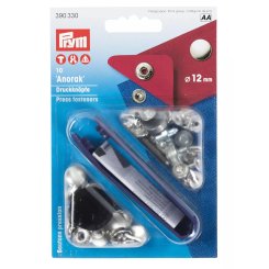 Prym Druckknöpfe Anorak (12 mm/ silberfarbig/ 10 St./ inkl. Werkzeug)