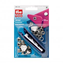 Prym Jersey Druckknöpfe mit Kappe (10 mm/ silberfarbig/ 9 St./ inkl. Werkzeug)