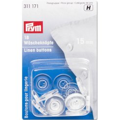 Prym Wäscheknöpfe Kunststoff (15 mm/ transparent/ 18 St.)