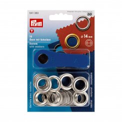 Prym Ösen mit Scheiben (14 mm/ silberfarbig/ 10 St./ inkl. Werkzeug)