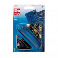 Prym Nieten (9 mm/ altkupfer/ brüniert/ 24 St./ inkl. Werkzeug)
