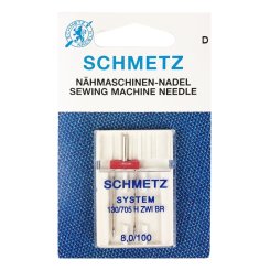 Schmetz Zwillingsnadel Stärke 100/ 8,0/ System 130/705H/ 1 Nadel