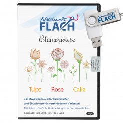 Nähwelt Flach Stickmuster USB Blumenwiese